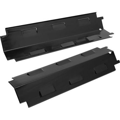 Diffuseurs de Chaleur, Lot De 2 Plaques Chauffantes pour Gril à Gaz, Plaque Chaleur Barbecue Universelle Pièces de Rechange, pour en Acier en Porcelaine pour Bouclier Thermique Noir (371 X 108 Mm)