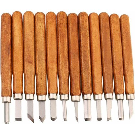 Handcrafted Wood Carving Tool Woodworking Craft Chisel Carving Knife, Handmade for Carving Diy Handle Wax Carving Ceramic - 12 Pieces (1/5)