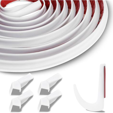 J Shape Gouttière RV 12 m, Bande de Déviation de Pluie pour Camping-Car, Van, Voiture et Camion, PVC Flexible 12 mm, Avec 4 Drains de Pluie, Autocollant avec Ruban Adhésif 3M (Blanc) (1/5)