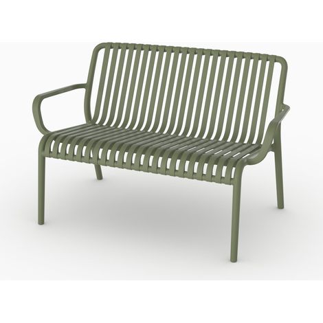 Banquette de jardin en plastique vert kaki 2 places - Ivy (1/5)