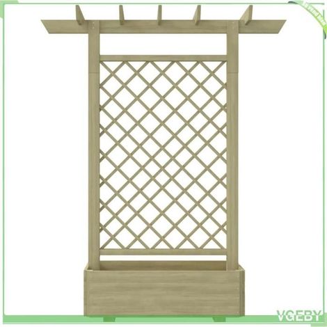 Jardinière pergola - FAFEICY - Modèle 41702 - 162x56x204 cm - Pin imprégné vert - Treillis intégré (1/4)