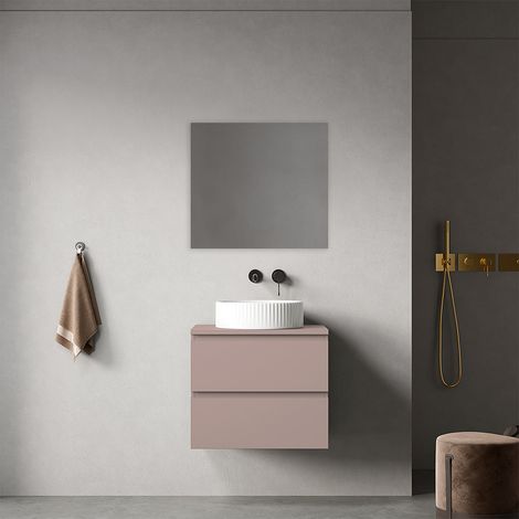 Mobile bagno sospeso 60 cm Rosa Retrò per Lavabo d'appoggio Specchio Quadro - Fiji Paint Top (1/4)