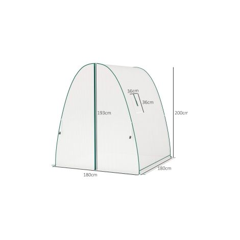 Serre avec porte coulissante, 2 fenêtres, serre en film hivernale en acier, serre de jardin pour balcon, jardin, serre à tomates 180 x 180 x 200 cm, serre à tomates pour tomates, légumes, fleurs, Blan (1/5)