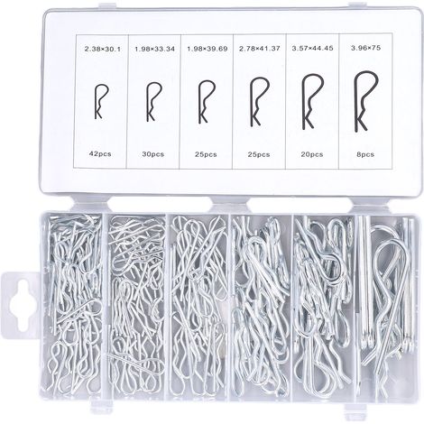 150 Pièces Goupilles Fendues Ressort en Acier Galvanisé, Assortiment pour Attelage Remorque et Fixations en Forme de R (1/5)