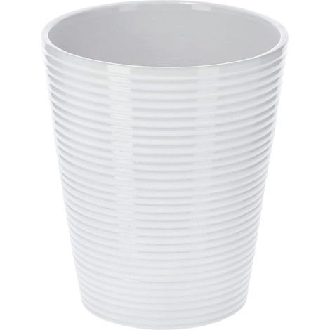 KOTARBAU Pot de fleurs en céramique pour orchidées H 150 mm ⌀ 120 mm Blanc Bandes convexes (1/5)
