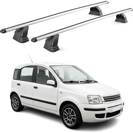 OMAC Barres de toit transversales en aluminium pour Fiat Panda II 2003-2012 – TÜV / DIN 75302:2019 – Antivol inclus – Charge max 75 kg – 2 barres – Gris (1/5)