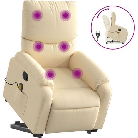 Fauteuil de massage inclinable en tissu beige (1/5)