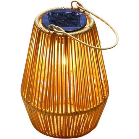 Lanternes solaires en osier, lanternes bohèmes d'extérieur, lanternes suspendues en rotin pour terrasse, décoration (1/5)