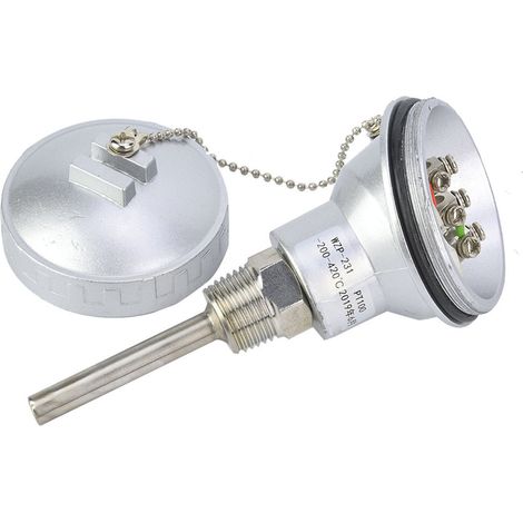 RTD PT100 Temperatursensor mit 1/2" NPT-Gewinde und Thermoelement-Anschlusskopf (PT 50 mm) (1/5)
