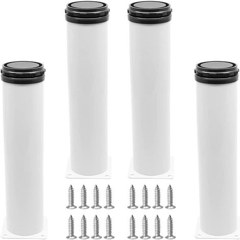4x Adjustable Furniture Legs, Stainless Steel Table Legs with Screws, White - 30cm (1/5)