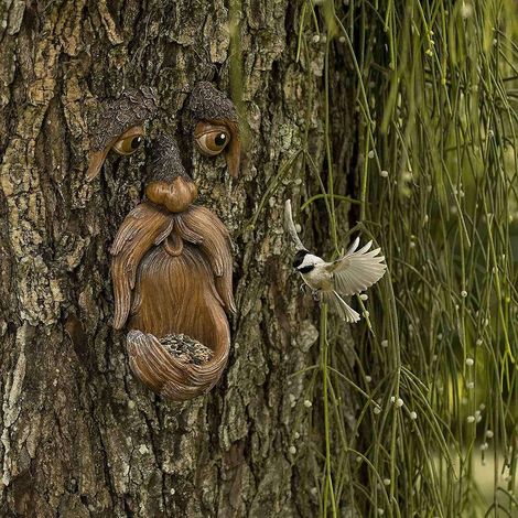 Mangeoire à oiseaux unique en résine pour décoration extérieure de jardin ou d'arbre (1/5)