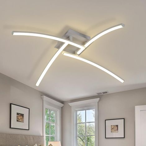 COMELY Plafonnier LED Moderne, 4 lumières Luminaire Plafonnier 24W 2000LM LED Lampe Plafond, Lumière Blanche Neutre 4000K Encastrés Plafond pour Salon, Chambre, Couloir, Cuisine [Classe énergétique E] (1/5)