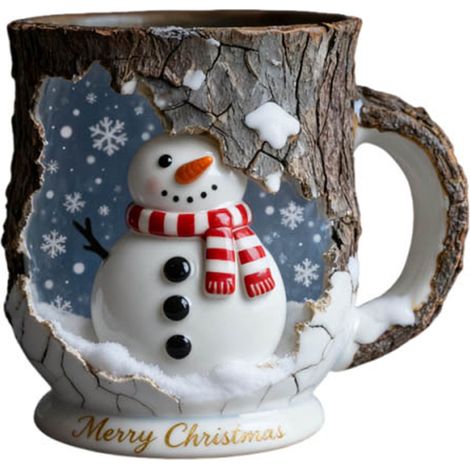 Mug - Céramique - Finition Craquelée - Motif Forêt Magique Noël - Compatible Micro-ondes Et Lave-vaisselle - 11 X 9,5 Cm - 1 Pièce (1/5)