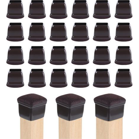 GENERIC-24 pcs Pieds de Chaise Silicone 19-25mm Protege Pied de Phaise,Plaquettes Pieds Meubles Chaise,Housses de Table Antidérapantes pour Meubles,Protections Bois pour Pieds de Meubles Marron Foncé (1/5)