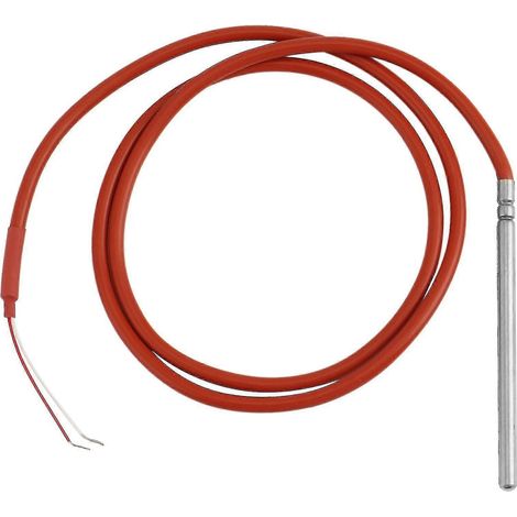 Sonde de température PT1000 étanche -40-200 °C, diamètre de la sonde 6 mm, longueur d'insertion 100 mm, câble en silicone résistant à la chaleur à 2 fils de 1 m. (1/5)