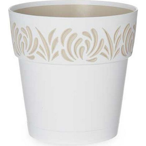 Vaso da Giardino Tondo Opera Gaia Bianco e Travertino 15 x 15 cm Stefanplast (1/2)