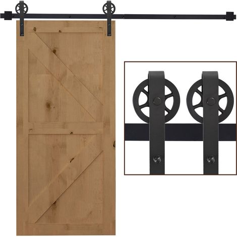 Binario per Porte Scorrevoli con Kit di Accessori in Acciaio Nero 100 cm sm 180mm (1/5)
