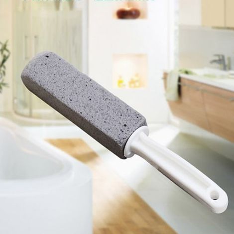Lot de 2 brosses de nettoyage efficaces pour cuvette de toilettes en pierre ponce, avec manche incurvé en PP, pour carrelage et barbecues. (1/5)
