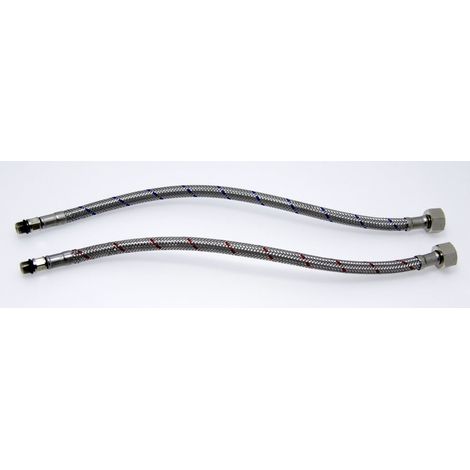 Nobili – Lot de 2 flexibles inox 450 mm – Raccord M10x1-G3/8 – Tressé pour installation rapide – Pour robinetterie eau