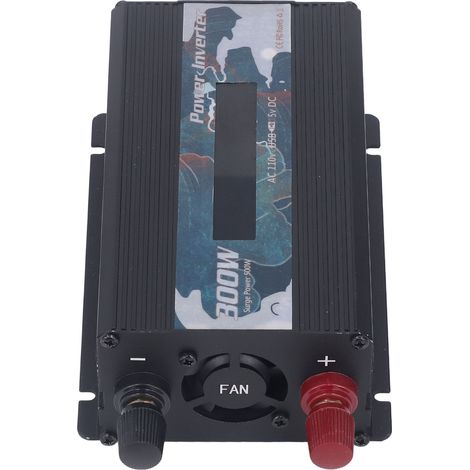 Convertisseur de puissance 300 W CC vers CA 110 V, rendement de conversion élevé, écran LCD, refroidissement rapide, convertisseur de puissance pour voiture, noir, CC 12 V (CC 11-15 V) (1/5)