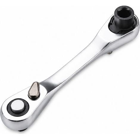 Cle a Cliquet Miniature 1/4 Double Tete Acier - Mini Cliquet Douille et Embout 9.8 cm (1/4)