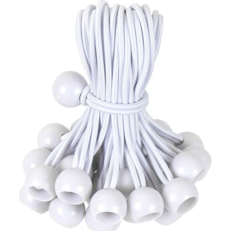Cordon élastique à boule à bascule de 4 pouces, cordon élastique à boule blanche d'arrimage robuste pour auvents extérieurs, tentes, cargaisons, abris, tonnelles, protégé contre les UV (30 pièces)-DPZ (1/5)