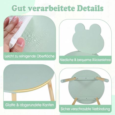 Kindertisch- und 2-Stuhl-Set, Grün, Kiefernholz