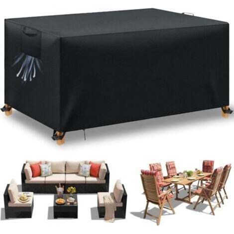 [JAMAIS UTILISÉ] Housse Table de Jardin, Housse Salon de Jardin Exterieur, Housses pour Mobilier de Jardin Imperméable Anti-UV, 210D Tissu Oxford Housse de Protection Salon de Jardin, Noir, 242x162x10 (1/4)