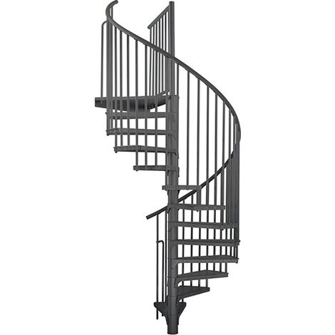 Wendeltreppe Außenbereich 15 Stufen - erreichbare Höhe 2,85 bis 3,53m - Durchmesser 1.20m - anthrazit Struktur und anthrazit Stufen - RONDOZINK120-CA-15
