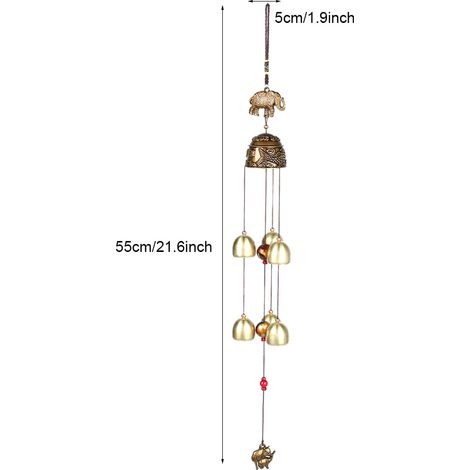 Ornement suspendu porte-bonheur Feng Shui Clochettes colorées Carillon éolien Chine Décoration intérieure Éléphant() (1/5)