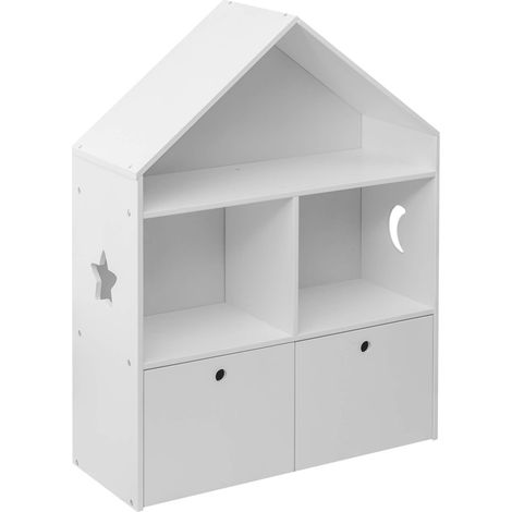 Rebecca Mobili Librería Infantil Caja de Juguetes de Madera Blanca 3 Estantes 2 Cajones Habitación I