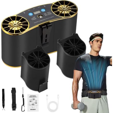 Ventilateur De Ceinture Portable Appareil Rafraîchissant Rechargeable par Dispositif Multifonctionnel de Refroidissement pour Taille avec Lumière pour Camping Chantier Jardin Plage et (1/5)