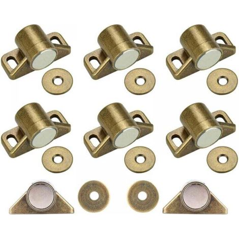8 Pcs Loqueteau Magnétique,Bronze Loquet Magnetique en Alliage de Zinc pour Tiroirs Placard de Cuisine Armoire,Aimant Porte Placard avec 24 vis (1/4)