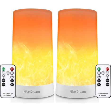 Lampe à effet flamme, avec télécommande, rechargeable par USB, 2 LED (1/5)