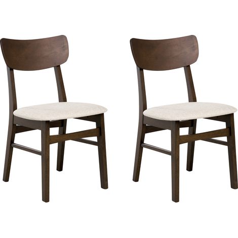 Conjunto de 2 sillas de comedor asiento de tela beige claro estructura de marrón oscuro Anoka (1/5)