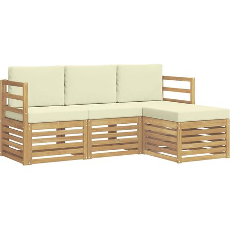 Set di divani da esterno 4 pz Salotto da Giardino Bianco e Crema (1/5)