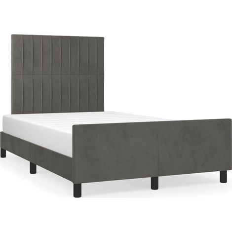 Lit double  Lit adulte  Cadre de lit sans matelas gris foncé 120x190 cm velours (1/5)