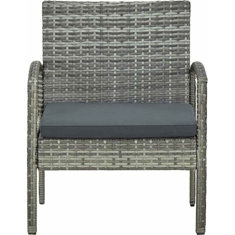 vidaXL Silla de jardín con cojín ratán sintético gris (1/2)