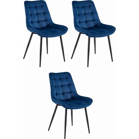 Sedia BERA - velluto blu navy / gambe nere x 3 (1/5)