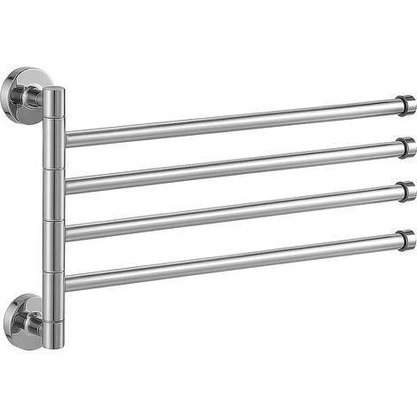 Swivel Towel Rail 4-arm Silver Stainless Steel Bath Rack Wall Mounted Towel Rack Holder for Bathrooms, Bedrooms, Living Rooms, Balconies Space Saver Towel Rail (1/5)