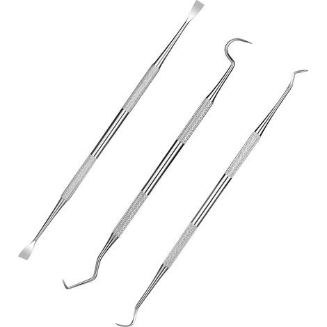 Grattoirs dents animaux - 3 pièces, Tête détartreur acier inoxydable - Pour chiens/chats argenté (1/5)