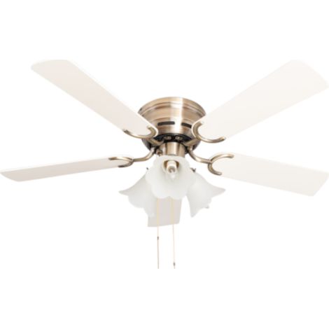 Ceiling fan Kisa Deluxe AB White / Maple with lights
