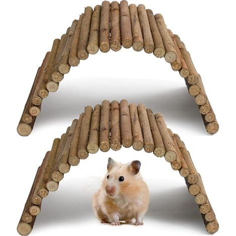 Set of Rabbit and Hamster Accessories, Natural Wood Rabbit Toy, Guinea Pig and Hamster Accessory, Flexible Bridge Tunnel for Rodents, Ideal for Hamster Cage and Rabbit Enclosure (1/5)