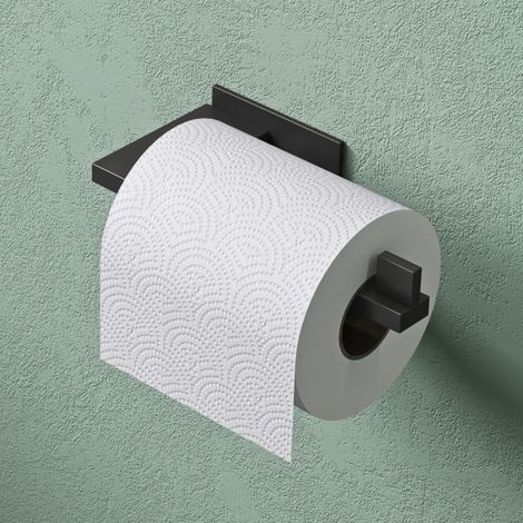 Mai & Mai Toilettenpapierhalter Klopapierhalter WC aus Edelstahl, Toilettenpapier Halterung Rollenhalter Matt schwarz 185mm Lino-03