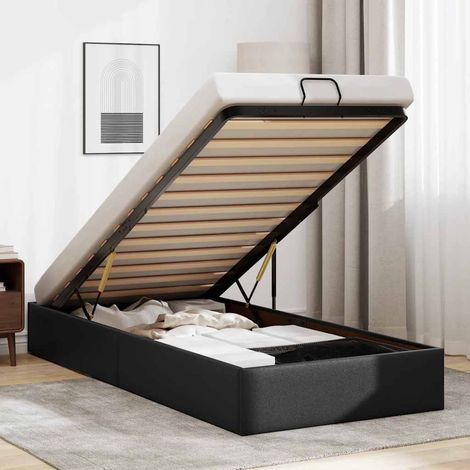 Cadre de lit ottoman sans matelas-Structure de lit noir 100x200 cm similicuir 467033 (1/5)