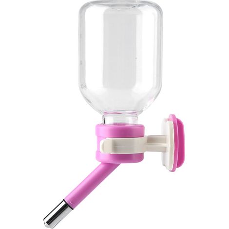 Tragbarer Trinkbrunnen für Hunde oder Katzen, mit hängender Wasserflasche (150 ml, rosa)