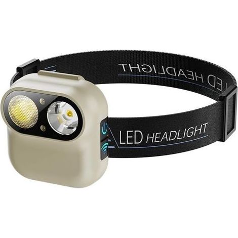 Lampe Frontale LED Search Light Puissante Lampe de Travail LED 800 MAh 6 Vitesses pour la Pêche en Plein Air, Le Camping, la Randonnée, Blanc Crème (1/5)
