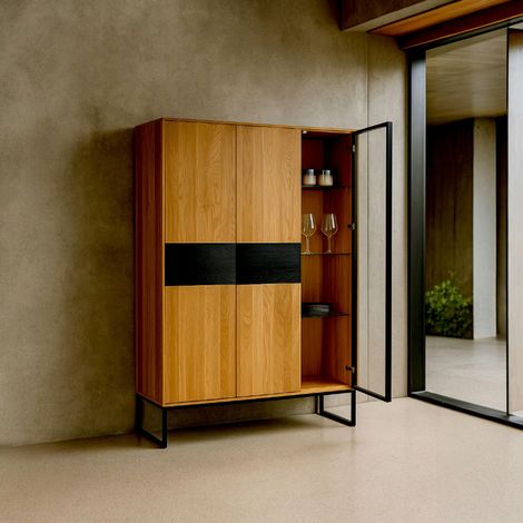 Buffet vitrine bois de chêne huilé HAVEN (1/5)