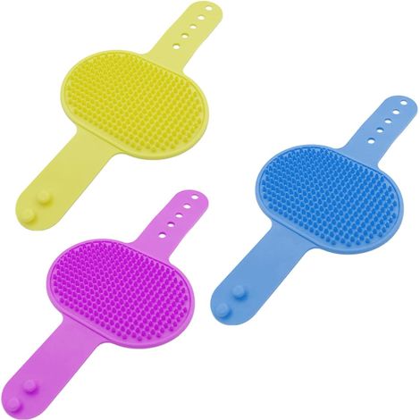 Lot de 3 brosses de bain pour animaux de compagnie, brosses pour chiens, accessoires pour chiens, brosses de bain pour chiens, couleurs aléatoires (1/4)