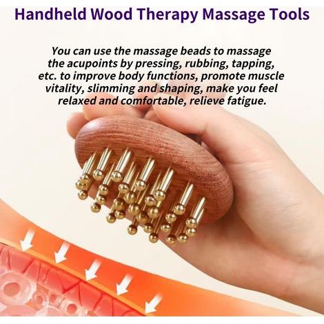 Therapeutisches Massagegerät aus Holz, 29-zahniger Kupferkopf, tragbares Massagegerät für den Heimgebrauch, zur Entspannung und zum Stressabbau, geeignet für die Beine. (1/5)